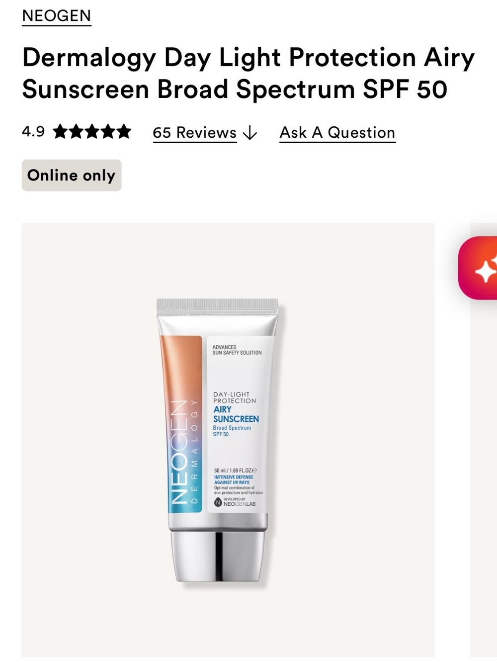 NEOGEN Dermalogy Day-Light Protection Airy Sunscreen SPF 50 - 50ml/1.69oz NWT